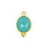Cherry Tree Beads Aqua Chalcedony 11x20mm Faceted Oval Drop with Gold Vermeil Bezel and 3 Tiny Dots - 1 piece 