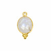 Moonstone 11x20mm Faceted Oval Drop with 18k Gold Bezel and 3 Tiny Dots - 1 per bag