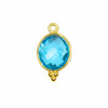 Cherry Tree Beads London Blue Quartz 11x20mm Faceted Oval Drop with Gold Vermeil Bezel and 3 Tiny Dots - 1 piece 
