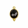 Cherry Tree Beads Onyx 11x20mm Faceted Oval Drop with Gold Vermeil Bezel and 3 Tiny Dots - 1 piece 