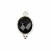 Cherry Tree Beads Onyx 11x20mm Faceted Oval Drop with Sterling Silver Bezel and 3 Tiny Dots - 1 piece 