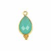 Cherry Tree Beads Aqua Chalcedony 10x21mm Faceted Teardrop Drop with Gold Vermeil Bezel and 3 Tiny Dots - 1 piece 