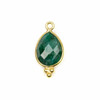 Cherry Tree Beads Emerald 11x22mm Faceted Teardrop Drop with Gold Vermeil Bezel and 3 Tiny Dots - 1 piece 