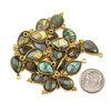 Cherry Tree Beads Labradorite 10x21mm Faceted Teardrop Drop with Gold Vermeil Bezel and 3 Tiny Dots - 1 piece 