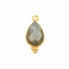 Cherry Tree Beads Labradorite 10x21mm Faceted Teardrop Drop with Gold Vermeil Bezel and 3 Tiny Dots - 1 piece 