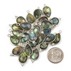 Cherry Tree Beads Labradorite 10x21mm Faceted Teardrop Drop with Sterling Silver Bezel and 3 Tiny Dots - 1 piece 