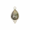 Labradorite 10x21mm Faceted Teardrop Drop with Sterling Silver Bezel and 3 Tiny Dots - 1 per bag