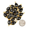 Cherry Tree Beads Onyx 10x21mm Faceted Teardrop Drop with Gold Vermeil Bezel and 3 Tiny Dots - 1 piece 