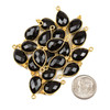 Onyx 10x21mm Faceted Teardrop Drop with Gold Vermeil Bezel and 3 Tiny Dots - 1 per bag