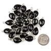 Onyx 10x21mm Faceted Teardrop Drop with Sterling Silver Bezel and 3 Tiny Dots - 1 per bag