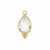 Cherry Tree Beads Clear Quartz 11x22mm Faceted Teardrop Drop with Gold Vermeil Bezel and 3 Tiny Dots - 1 piece 