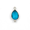 Cherry Tree Beads London Blue Quartz 10x21mm Faceted Teardrop Drop with Sterling Silver Bezel and 3 Tiny Dots - 1 piece 