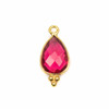 Cherry Tree Beads Pink Tourmaline Quartz 10x21mm Faceted Teardrop Drop with Gold Vermeil Bezel and 3 Tiny Dots - 1 piece 