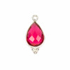 Pink Tourmaline Quartz 10x21mm Faceted Teardrop Drop with Sterling Silver Bezel and 3 Tiny Dots - 1 per bag