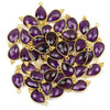 Cherry Tree Beads Purple Quartz 11x22mm Faceted Teardrop Drop with Gold Vermeil Bezel and 3 Tiny Dots - 1 piece 