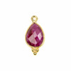 Cherry Tree Beads Ruby 11x22mm Faceted Teardrop Drop with Gold Vermeil Bezel and 3 Tiny Dots - 1 piece 