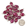 Cherry Tree Beads Ruby 11x22mm Faceted Teardrop Drop with Sterling Silver Bezel and 3 Tiny Dots - 1 piece 