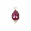 Cherry Tree Beads Ruby 11x22mm Faceted Teardrop Drop with Sterling Silver Bezel and 3 Tiny Dots - 1 piece 