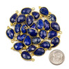 Cherry Tree Beads Lapis 10x21mm Faceted Teardrop Drop with Gold Vermeil Bezel and 3 Tiny Dots - 1 piece 