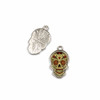 Silver "Pewter" (zinc-based alloy) 13x22mm Sugar Skull with Daisy Eyes Resin Charms - 4 per bag