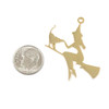 18k Gold Plated Stainless Steel 35x39.5mm Witch and Cat on a Broom Components - 2 per bag