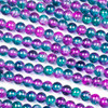 Crackle Glass 6mm Teal & Hot Pink Round Beads - color #V24, 30 inch strand