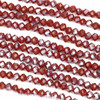 Crystal 3x4mm Opaque Silver Kissed Cherry Red Faceted Rondelle Beads - Approx. 15.5 inch strand