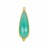 Cherry Tree Beads Aqua Chalcedony 11x37mm Faceted Long Teardrop Drop with Gold Vermeil Bezel and 3 Tiny Dots - 1 piece 