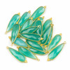 Cherry Tree Beads Aqua Chalcedony 11x37mm Faceted Long Teardrop Drop with Gold Vermeil Bezel and 3 Tiny Dots - 1 piece 