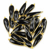 Cherry Tree Beads Onyx 11x37mm Faceted Long Teardrop Drop with Gold Vermeil Bezel and 3 Tiny Dots - 1 piece 