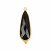 Cherry Tree Beads Onyx 11x37mm Faceted Long Teardrop Drop with Gold Vermeil Bezel and 3 Tiny Dots - 1 piece 