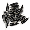 Cherry Tree Beads Onyx 11x37mm Faceted Long Teardrop Drop with Sterling Silver Bezel and 3 Tiny Dots - 1 piece 