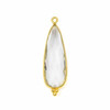 Cherry Tree Beads Clear Quartz 11x37mm Faceted Long Teardrop Drop with Gold Vermeil Bezel and 3 Tiny Dots - 1 piece 