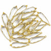 Cherry Tree Beads Clear Quartz 11x37mm Faceted Long Teardrop Drop with Gold Vermeil Bezel and 3 Tiny Dots - 1 piece 