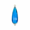 Cherry Tree Beads London Blue Quartz 11x37mm Faceted Long Teardrop Drop with Sterling Silver Bezel and 3 Tiny Dots - 1 piece 