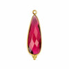 Cherry Tree Beads Pink Tourmaline Quartz 11x37mm Faceted Long Teardrop Drop with Gold Vermeil Bezel and 3 Tiny Dots - 1 piece 