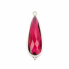 Cherry Tree Beads Pink Tourmaline Quartz 11x37mm Faceted Long Teardrop Drop with Sterling Silver Bezel and 3 Tiny Dots - 1 piece 