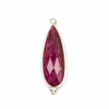 Cherry Tree Beads Ruby 11x37mm Faceted Long Teardrop Drop with Sterling Silver Bezel and 3 Tiny Dots - 1 piece 