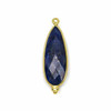 Cherry Tree Beads Lapis 11x37mm Faceted Long Teardrop Drop with Gold Vermeil Bezel and 3 Tiny Dots - 1 piece 