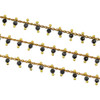 Cherry Tree Beads Raw Brass Dangle Chain with Black Obsidian 2mm Faceted Round Beads - 5 meter spool 