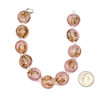 Handmade Lampwork Glass 16mm Pink Coin Beads with Silver and Gold Foil Swirls