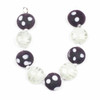 Handmade Lampwork Glass 20mm Matte Dark Purple Coin Beads with White Dots alternating with 20mm White Swirled Coins