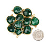 Emerald 15x22mm Faceted Almond/Teardrop Drop with Gold Vermeil Bezel and 3 Tiny Dots - 1 piece