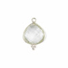 Cherry Tree Beads Clear Quartz 15x22mm Faceted Almond/Teardrop Drop with Sterling Silver Bezel and 3 Tiny Dots - 1 piece 