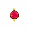 Cherry Tree Beads Pink Tourmaline Quartz 15x22mm Faceted Almond/Teardrop Drop with Gold Vermeil Bezel and 3 Tiny Dots - 1 piece 