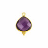 Cherry Tree Beads Purple Quartz 15x22mm Faceted Almond/Teardrop Drop with Gold Vermeil Bezel and 3 Tiny Dots - 1 piece 