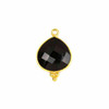 Cherry Tree Beads Onyx 15x22mm Faceted Almond/Teardrop Drop with Gold Vermeil Bezel and 3 Tiny Dots - 1 piece 
