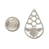 Cherry Tree Beads 304 Stainless Steel 24.5x37mm Honey Bee in Honeycomb Teardrop Components - 2 per bag  Cherry Tree Beads 304 Stainless Steel 24.5x37mm Honey Bee in Honeycomb Teardrop Components - 2 per bag