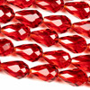 Crystal 10x15mm Light Siam Red Faceted Rounded Teardrop Beads - 8 inch strand