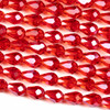 Crystal 6x8mm Light Siam Red Faceted Rounded Teardrop Beads - 8 inch strand